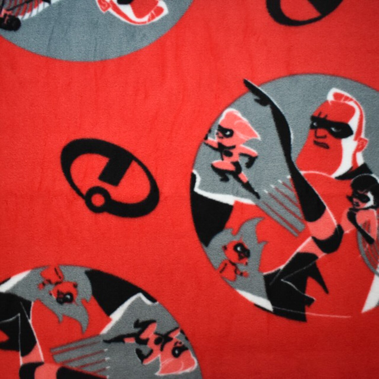 Gray-Multi Poly Disney Incredibles Print Double Sided Fleece Knit Fabric By the Yard